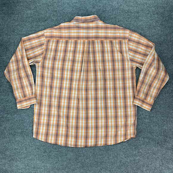 Wrangler TwentyX Shirt Mens 2XL XXL Orange Plaid Long Sleeve Button Up Western - Picture 3 of 11
